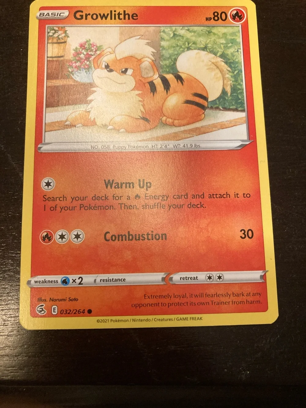 Pokemon Growlithe Red and Yellow Fire-Type Trading Card